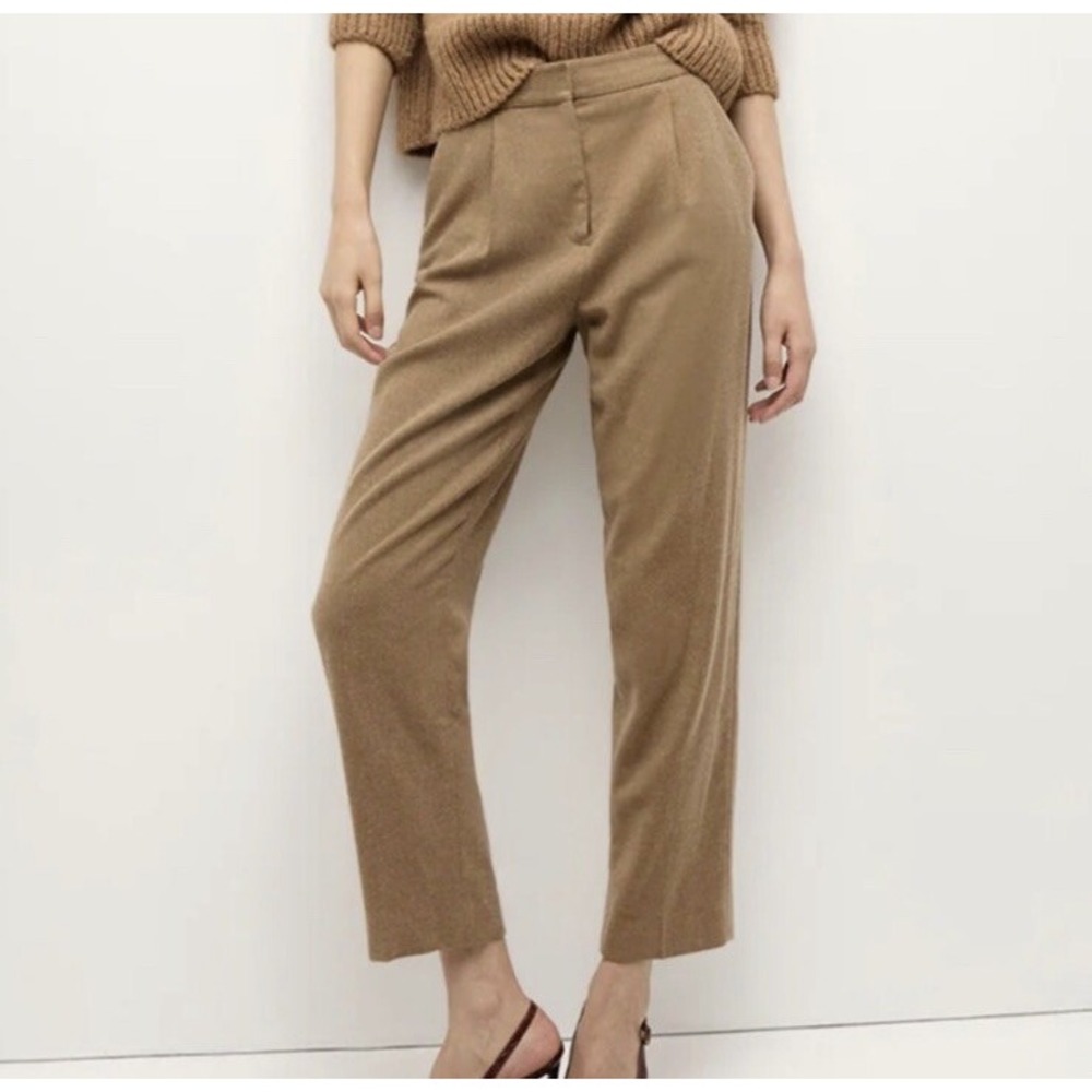 Veronica Beard Camel Tailored Cropped Trousers